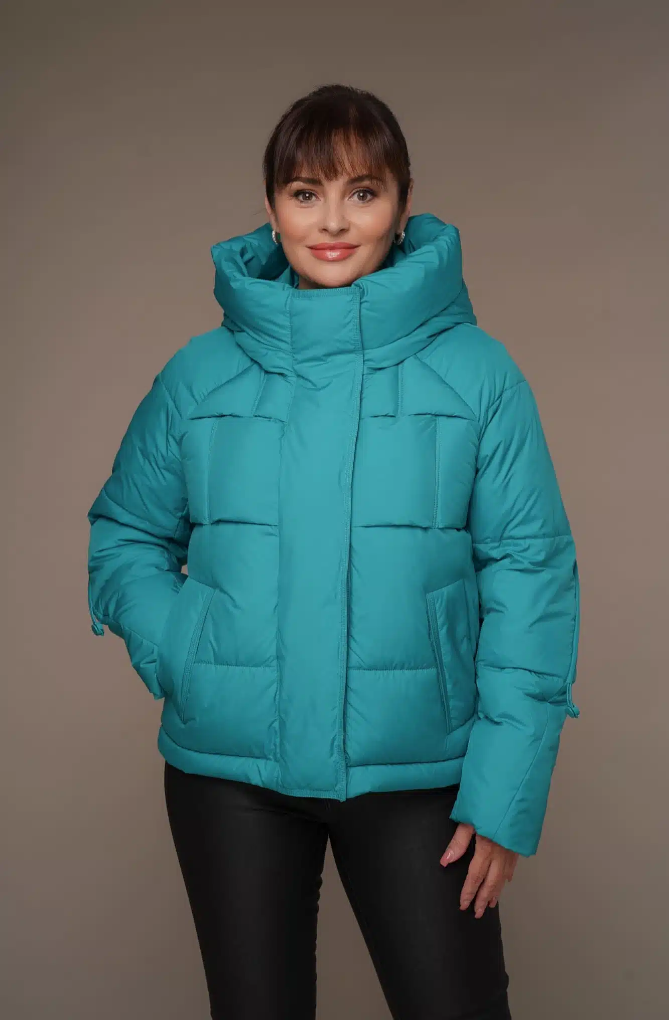 Art 271 Winterjacke KURZ türkis Damen Winter Kapuze