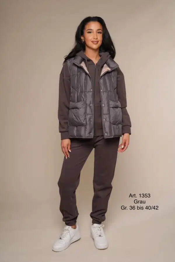 Frühling 1353 | Freizeitanzug+graue Weste | Baumwolle | leicht | grau | Hosenbundband | Große  L