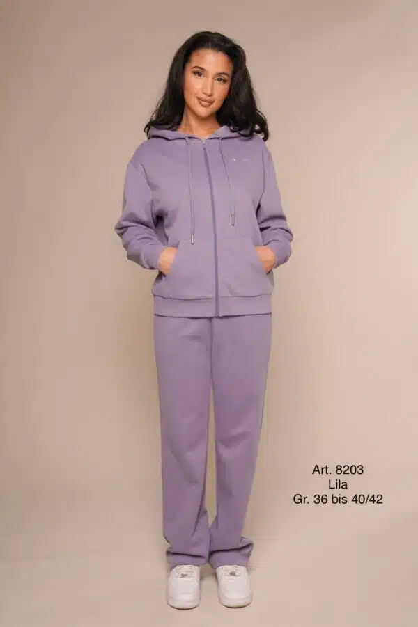 Frühling 8203 | Freizeitanzug | Baumwolle | leicht | Lila | gerade Hose | Große S