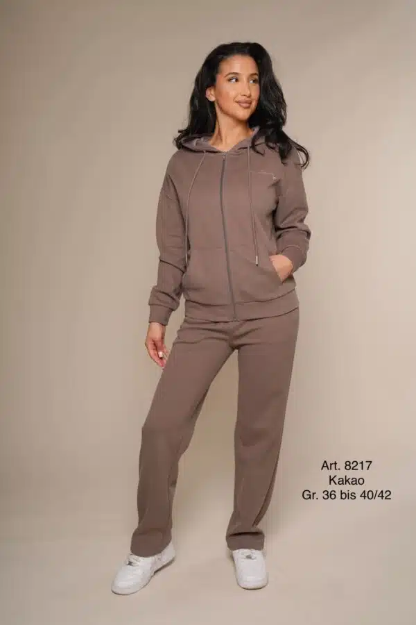 Frühling 8217 | Freizeitanzug | Baumwolle | leicht | Kakaofarbe | gerade Hose | Große L