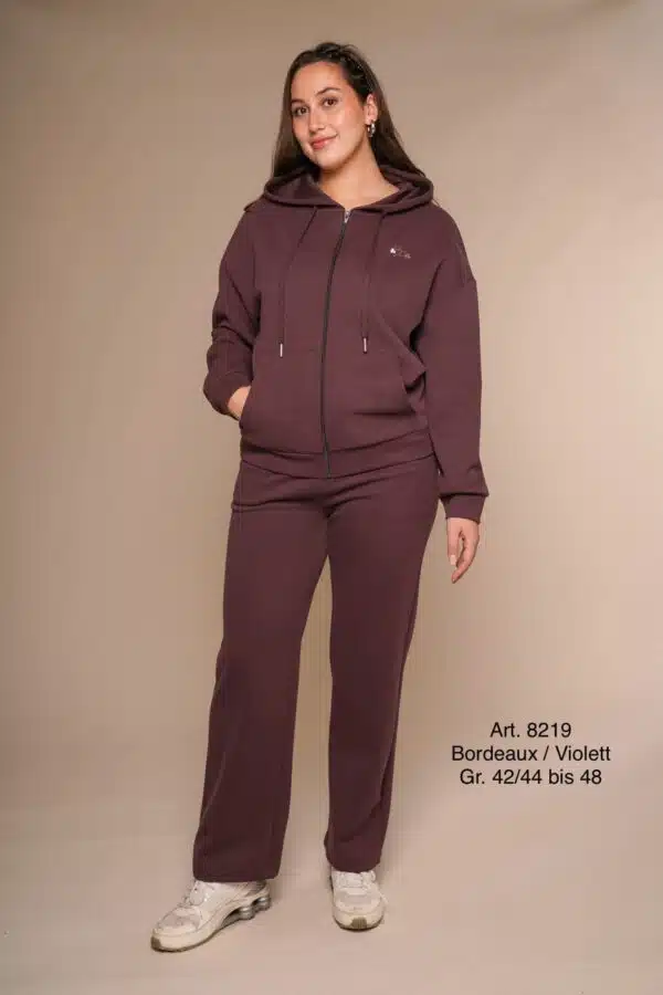 Frühling 8219 | Freizeitanzug | leicht | Baumwolle | gerade Hose | Weinfarbe | Große 2XL