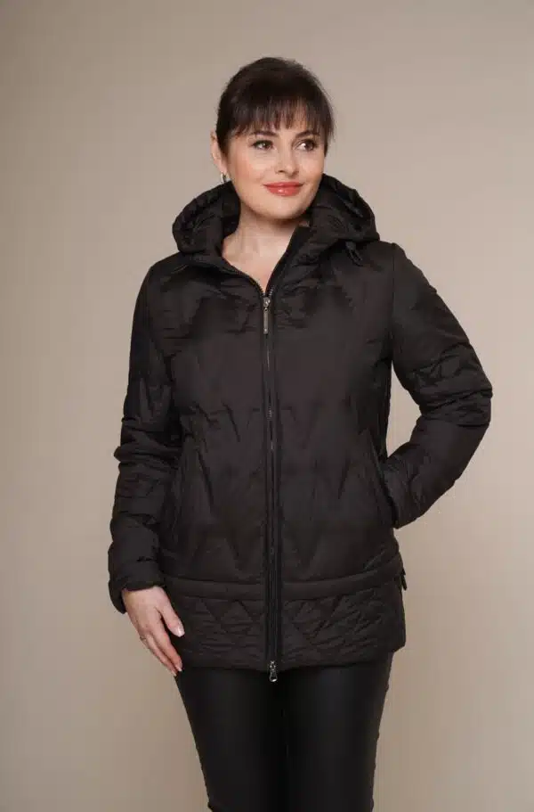 Art 5073 | Jacke | Steppjacke | Damen | schwarz | Kapuze | Frühling | Herbst | 36. und 40. DE-GR