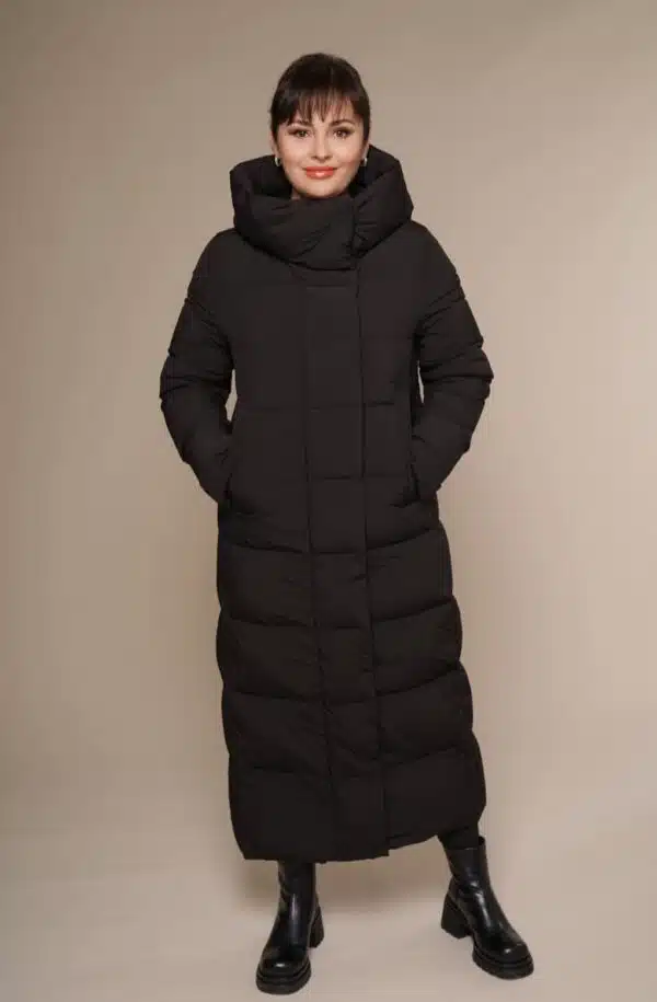 Art 3175 | Wintermantel | Damen | schwarz | LANG | Winter | Kapuze | 42. DE-GR