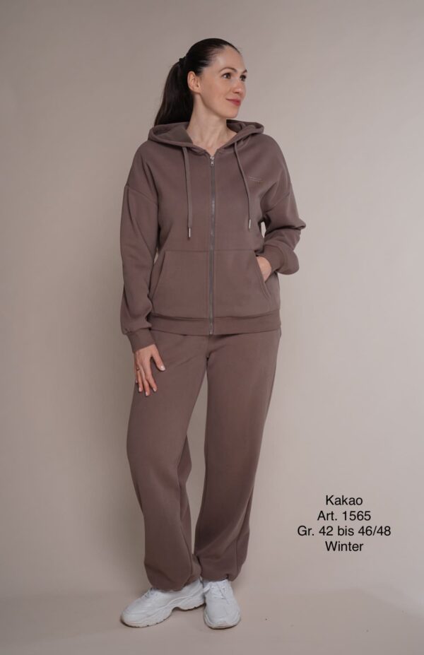 Winter 1565 | Freizeitanzug | Baumwolle | gerade Hose mit Tunnelzug | braun | Größen 2XL und 3XL