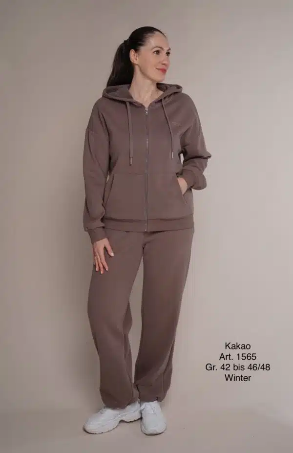 Winter 1565 | Freizeitanzug | Baumwolle | gerade Hose mit Tunnelzug | braun | Größen 2XL und 3XL