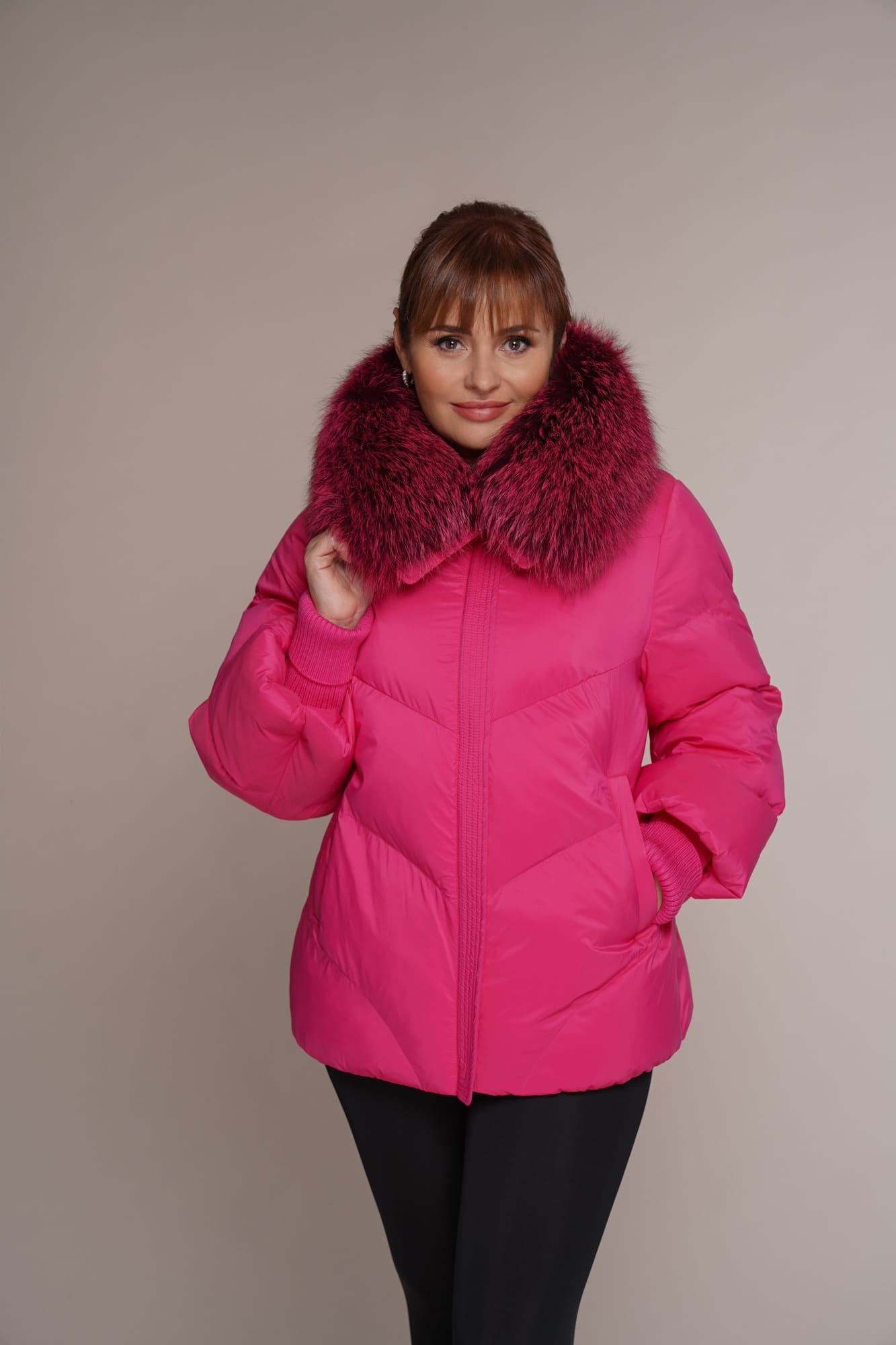 Art 2521 | Winterjacke | Damen | rosa | superleicht | Fuchs | Kapuze | 40, 44, 46. DE-GR