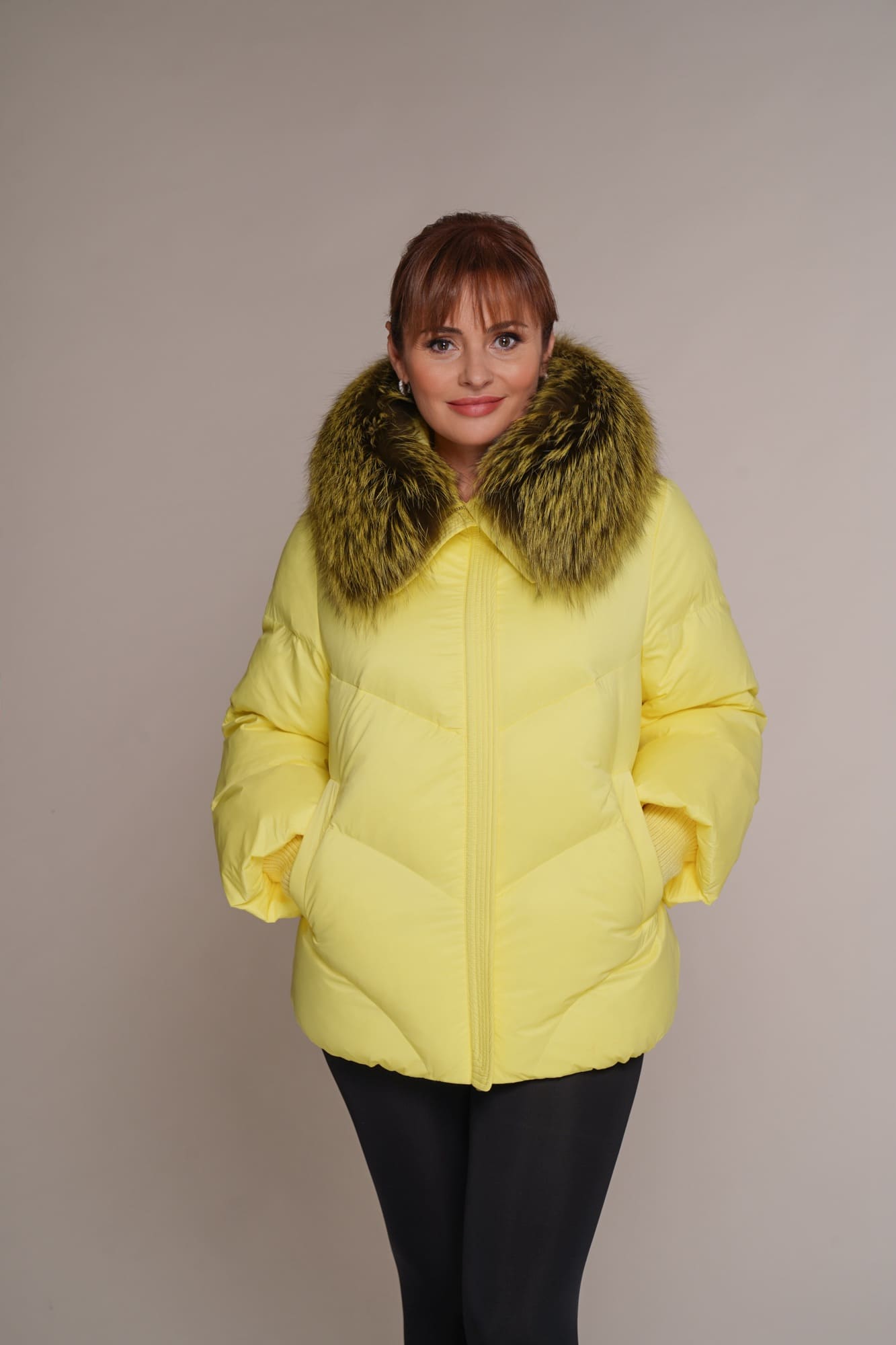 Art 2521 | Winterjacke | Damen | gelb | superleicht | Fuchs | Kapuze | S | 36. DE-GR