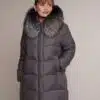 Art 507 | Daunenjacke | Winterjacke | Dauen | Graphitfarbe | leicht | Kapuze | Fuchs | 44. DE-GR