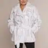 Art 6507 | Pelzjacke | Kunstpelz | hellgrau | weiß | Gurt | 44. DE-GR