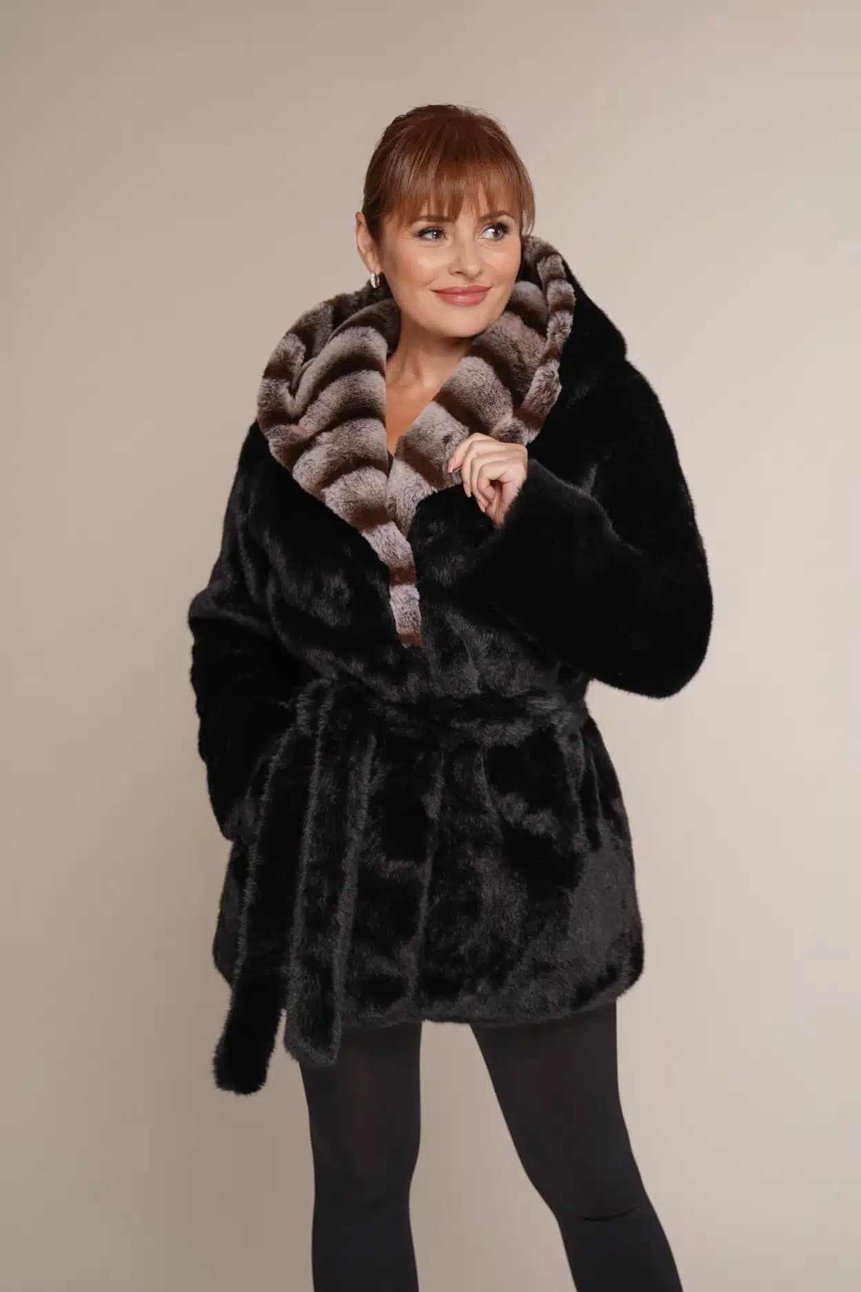 Kunstpelz Schwarze Pelzjacke Damen Art 6531 Pelzjacke Kunstpelz