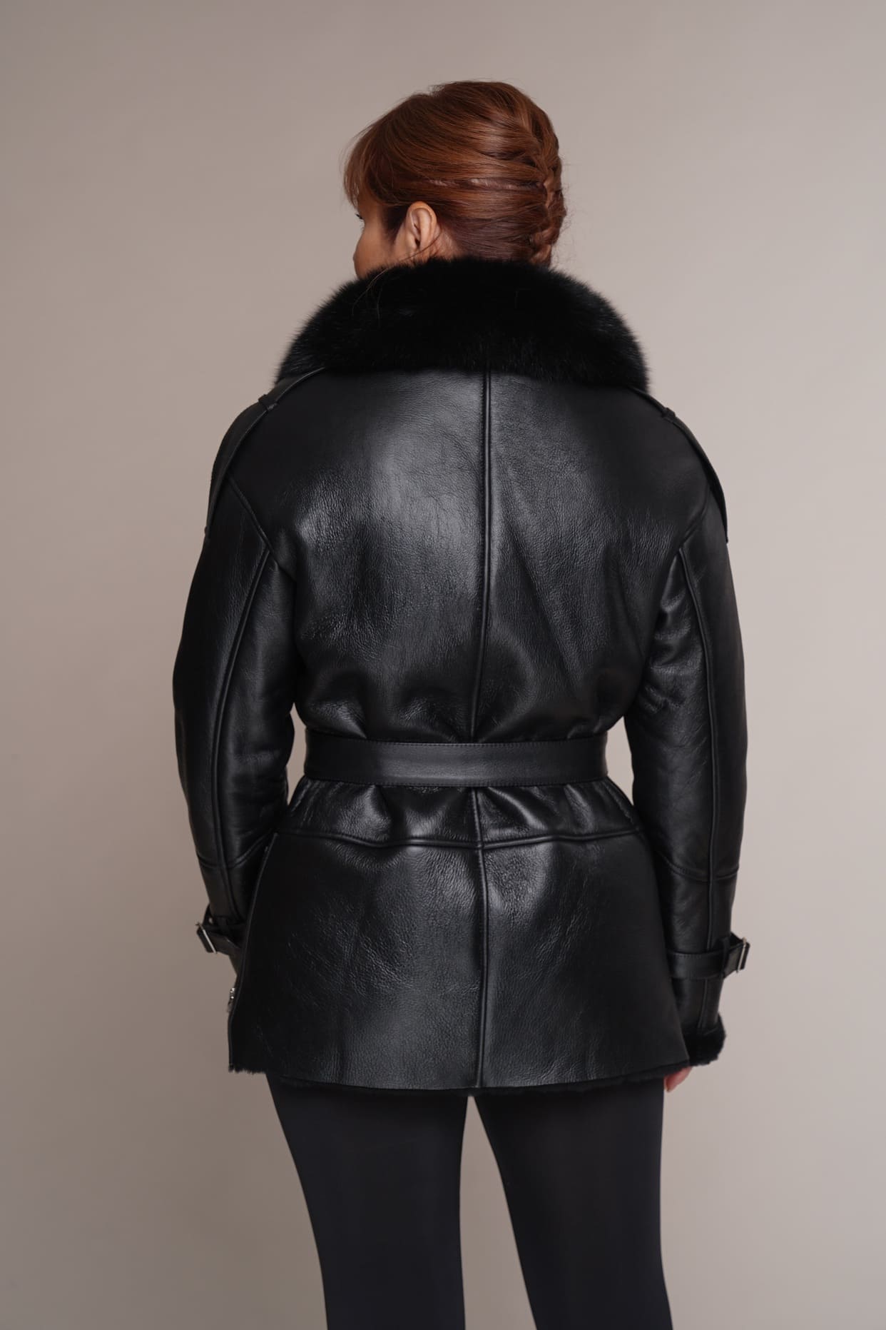 Art 671 Schaffelljacke Winterjacke Echtleder Polarfuchs