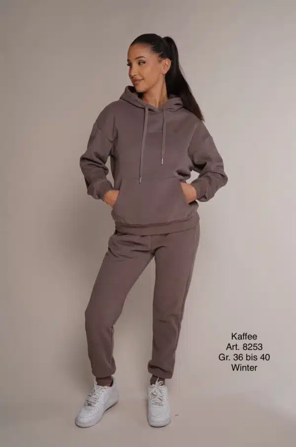 Winter 8253 | Freizeitanzug | Baumwolle | warm | Kaffeefarbe | Hosenbundband | Große S