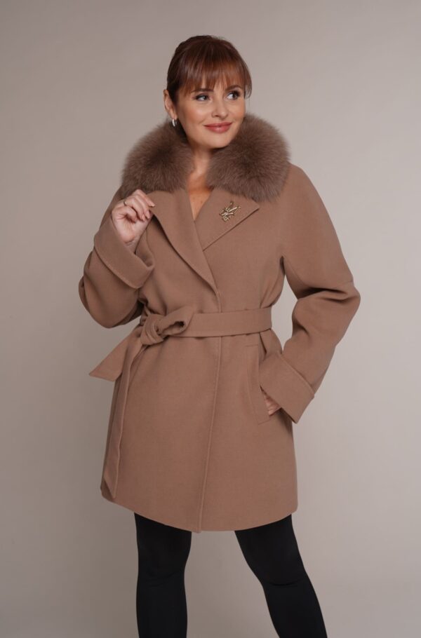 Art 8561 | Mantel | Damen | Wolle | Kaschmir | Polarfuchs | beige | Herbst | Winter | 44, 48, 50. DE-GR