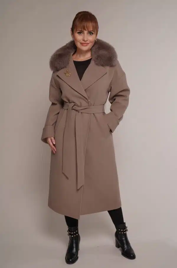 Art 8527 | Mantel | Wolle | Kaschmir | Polarfuchs | beige | Winter | 44, 48, 50, 52. DE-GR