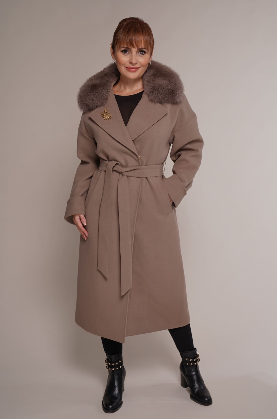Art 8527 | Mantel | Damen | Wolle | Kaschmir | Polarfuchs | beige | Herbst | Winter | 44, 46, 48, 50, 52. DE-GR