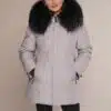 Art 6186 | Winterjacke | Damen | tailliert | grau | Parka | Waschbär | 38, 40, 42, 44. DE-GR
