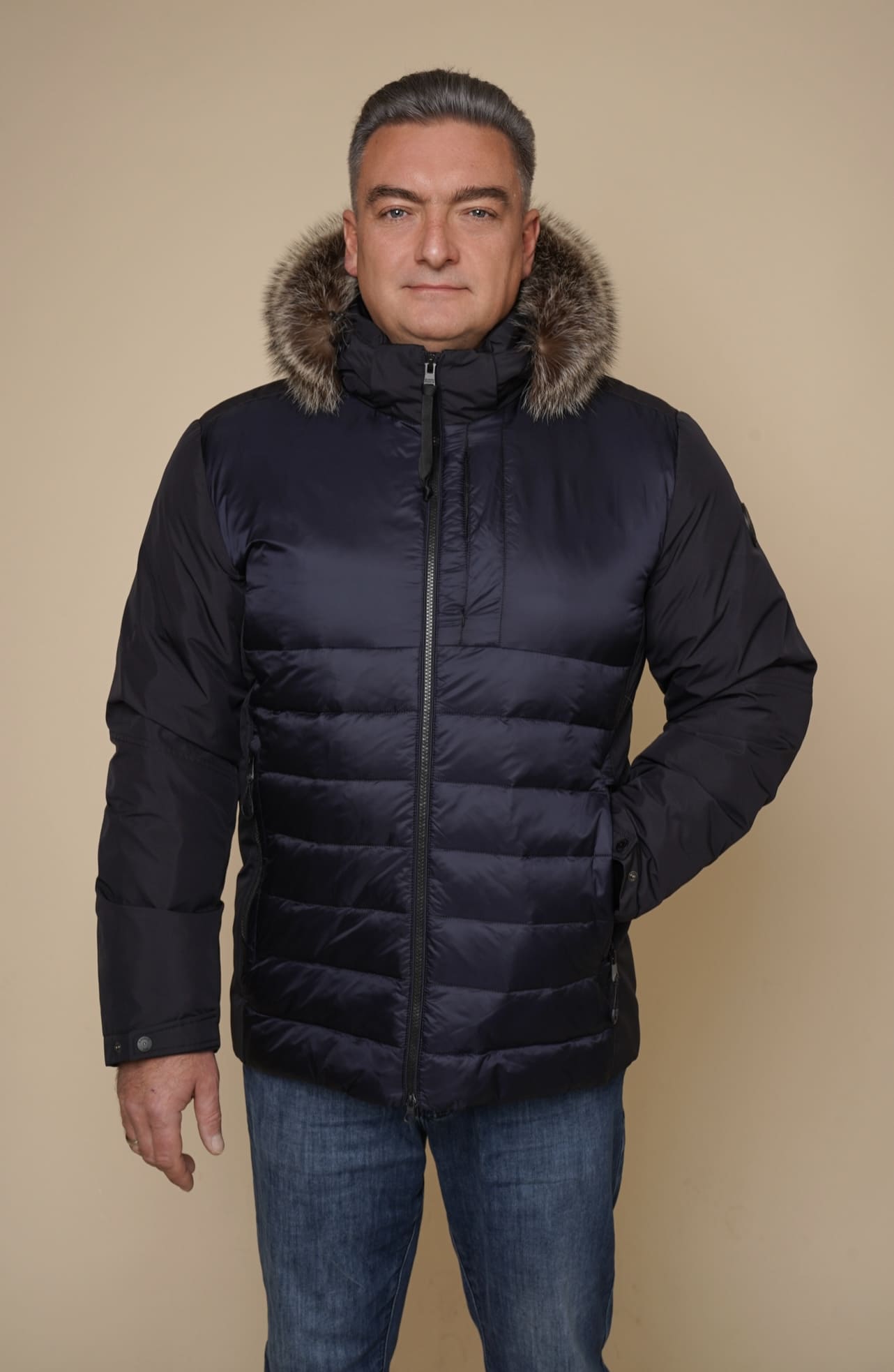 Art 1285 | Winterjacke | Herren | leicht | dunkelblau | Parka | Kojotekragen | 44, 46, 48, 50, 52, 56. GR