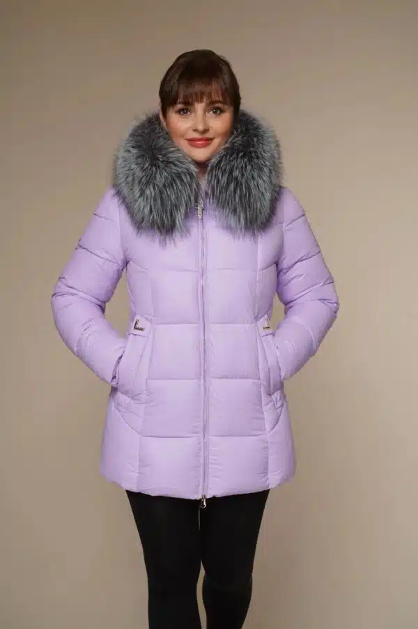 Art 100 | Winterjacke | Damen | Violet | tailliert | Silberfuchs | 42. DE-GR