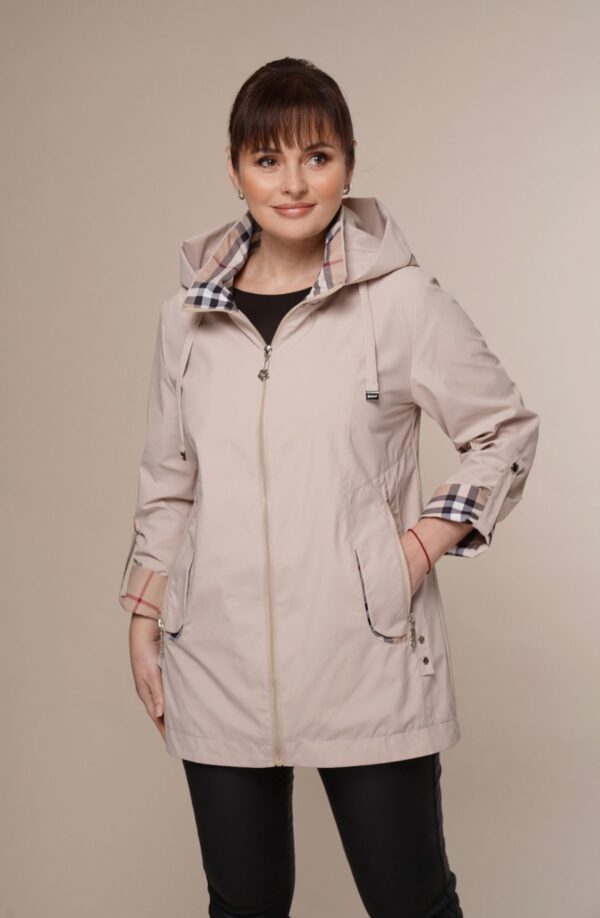 Art 007 | Windjacke | Windbreaker | Damen | Kapuze | beige | Frühling | von 36. bis 50. DE-GR