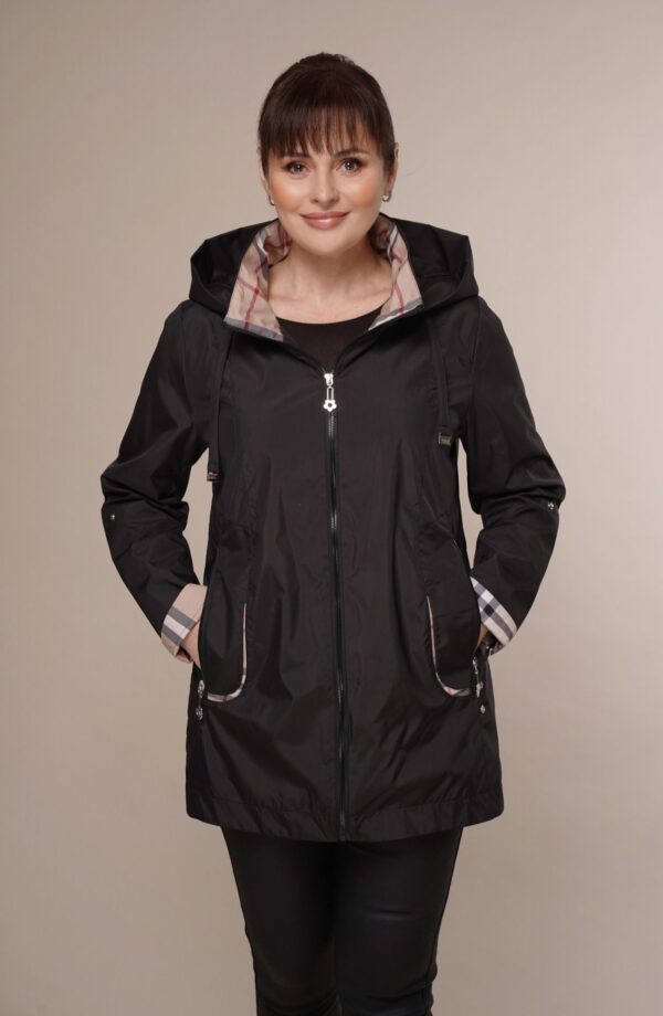 Art 007 | Windjacke | Windbreaker | Damen | Kapuze | schwarz | Frühling | von 36. bis 50. DE-GR