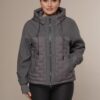 Art 175 | Steppjacke | Jacke | kurz | Damen | grau | Kapuze | Frühling | 36, 38, 40, 42, 44. DE-GR