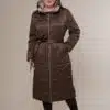 Art 242 | Mantel | Steppmantel | Damen | braun | Kapuze | Frühling | 42, 44, 46, 48, 50. DE-GR