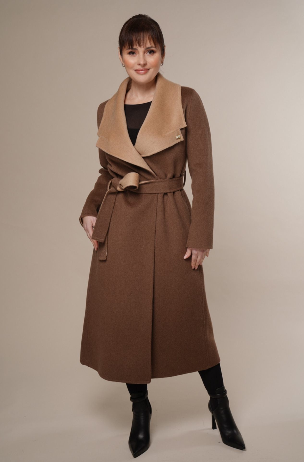 Art 861 | Mantel | lang | Damen | Wolle | beige | Frühling | 36, 38, 40. DE-GR