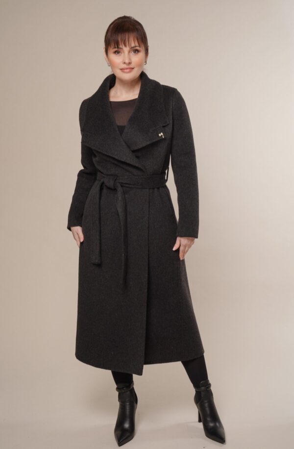 Art 861 | Mantel | lang | Damen | Wolle | grau | Frühling | 36, 38, 40. DE-GR