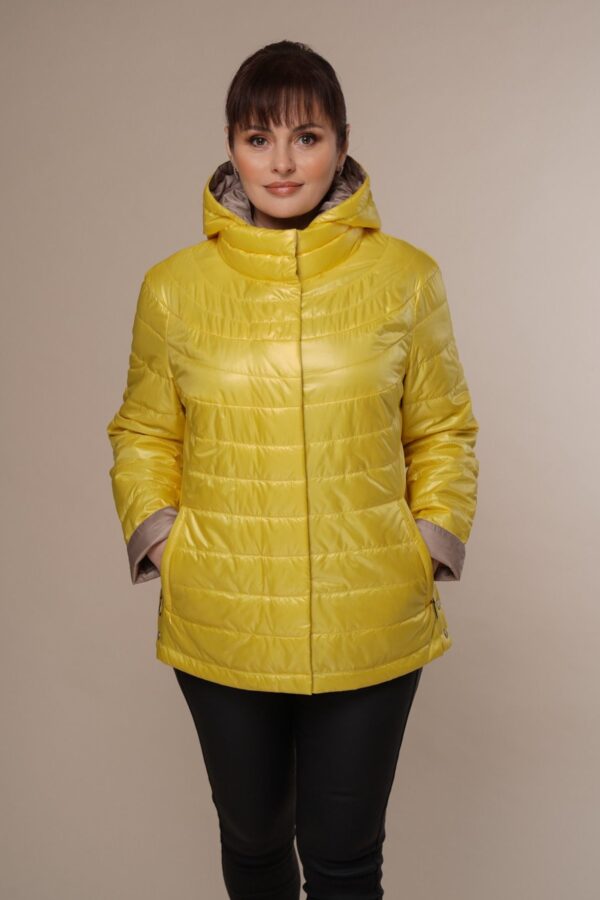 Art 9299 | Steppjacke | Jacke | Damen | gelb | Kapuze | Frühling | 40, 42, 46, 48, 50. DE-GR