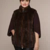 Art 085 | braune zweiseitige Übergangsjacke aus Kunstfell und Kunstleder in 42. und 44. DE-GR