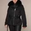 Art 6703 | "Perfecto"Jacke in grau aus 100% Wolle mit Polarfuchs auf Kragen in 40. DE-GR